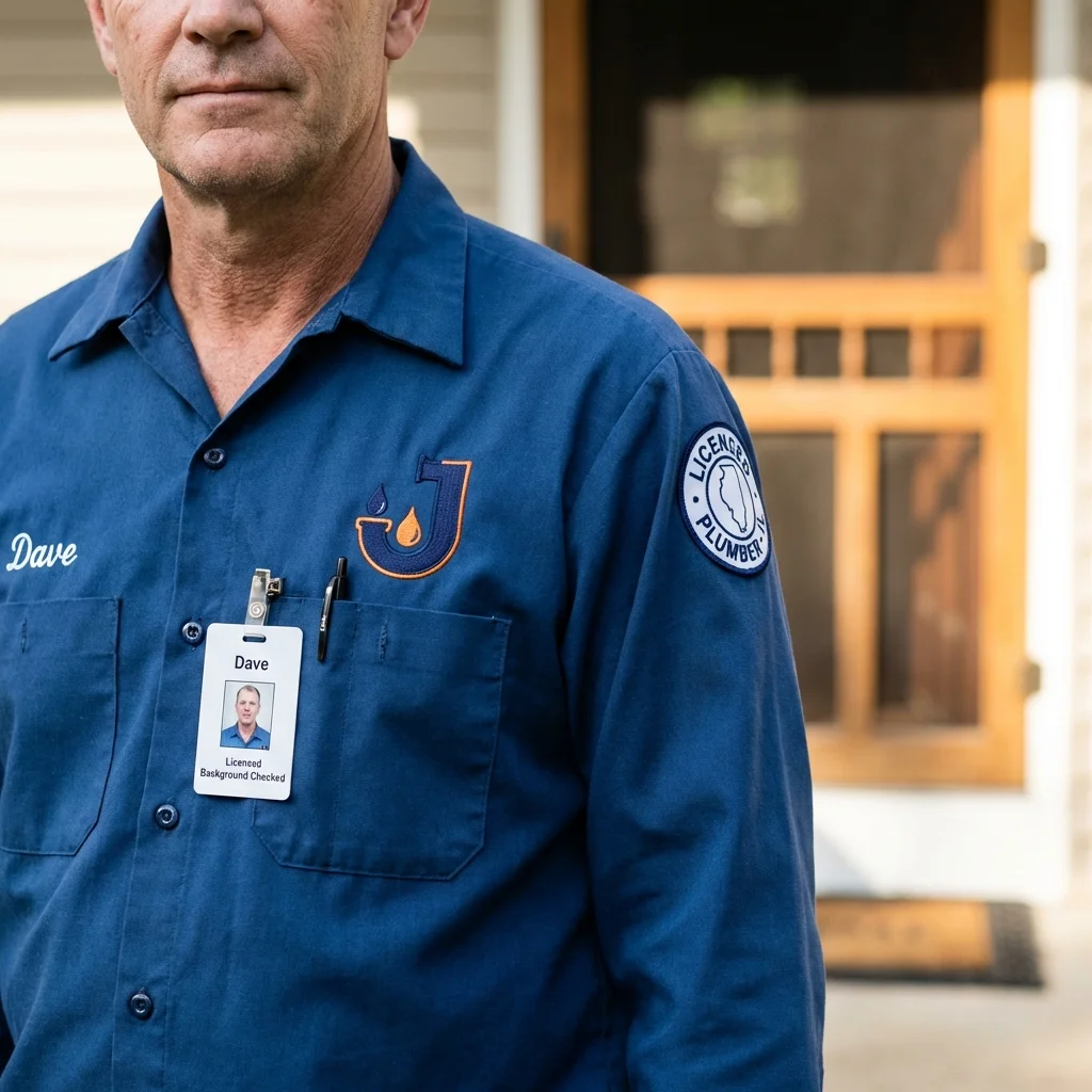 Licensed plumber showing ID badge in Trenton, MI