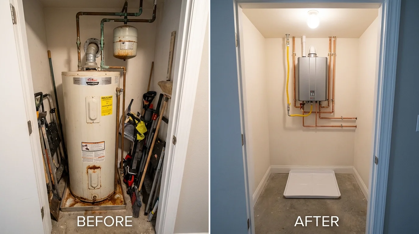 Tank water heater versus wall-mounted tankless unit comparison for Trenton, MI homeowners
